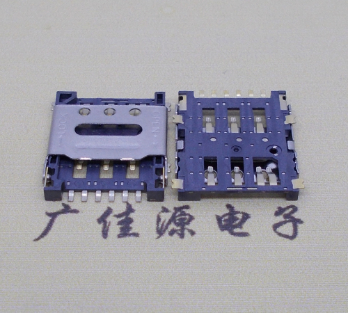 衡阳掀盖手机卡座nano sim 1.5h 6pin超薄双用插卡贴片式