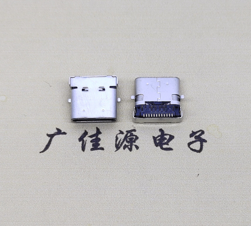 衡阳type c24p板上双壳连接器接口 DIP+SMT L=10.0脚长1.6母头
